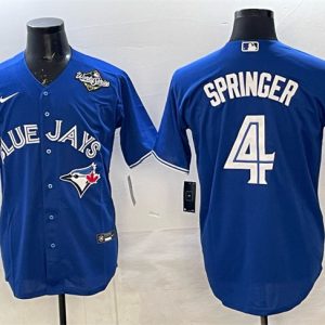 Toronto Blue Jays #4 George Springer Navy 2025 World Series Home Cool Base Stitched Jersey