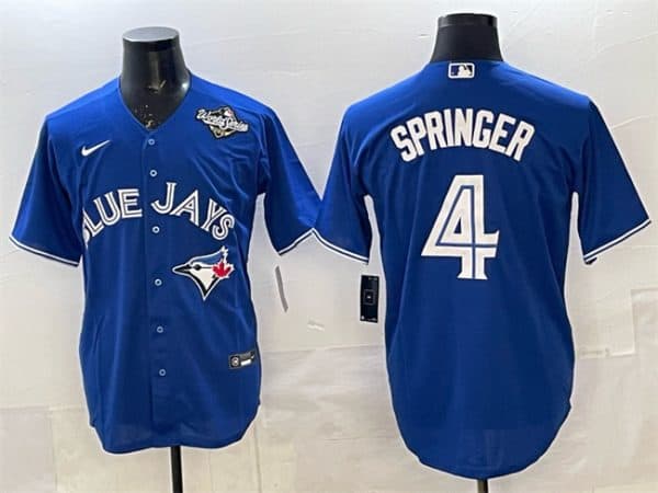 Toronto Blue Jays #4 George Springer Navy 2025 World Series Home Cool Base Stitched Jersey