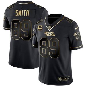 Carolina Panthers #89 Steve Smith Black Gold With 4-Star C Patch Vapor Limited Stitched Jersey