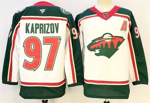 Minnesota Wild #97 Kirill Kaprizov White 2025 With A Patch 25th Anniversary Stitched Jersey