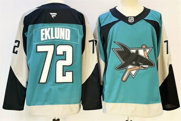 San Jose Sharks #72 William Eklund Teal 2025 Alternate Stitched Jersey