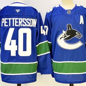 Vancouver Canucks #40 Elias Pettersson Royal 2024-25 With A Patch Home Stitched Jersey