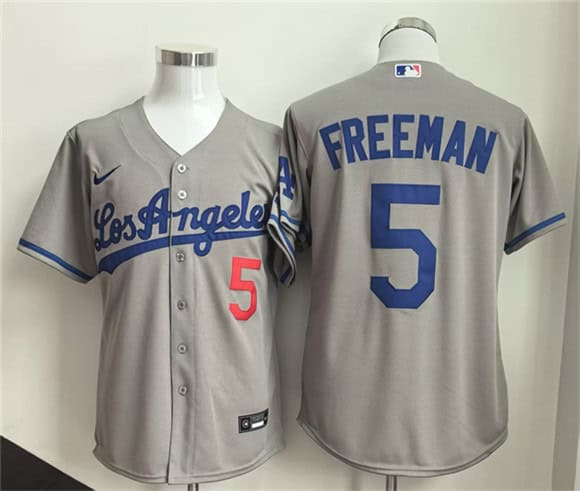 Los Angeles Dodgers #5 Freddie Freeman Gray Cool Base Stitched Jersey