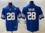 Indianapolis Colts #28 Jonathan Taylor Blue Jim Irsay Patch Vapor Limited Stitched Jersey