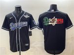 Los Angeles Dodgers Team Big Logo Black Fashion 2025 World Series Cool Base Stitched Jersey