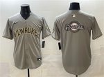 Milwaukee Brewers Team Big Logo Gray Home Limited Stitched Jersey
