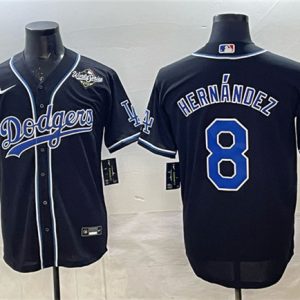 Los Angeles Dodgers #8 Enrique Hernandez Black Fashion 2025 World Series Cool Base Stitched Jersey