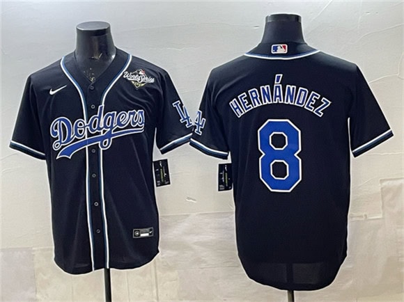Los Angeles Dodgers #8 Enrique Hernandez Black Fashion 2025 World Series Cool Base Stitched Jersey