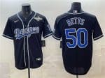 Los Angeles Dodgers #50 Mookie Betts Black Fashion 2025 World Series Cool Base Stitched Jersey