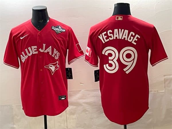 Toronto Blue Jays #39 Trey Yesavage Red 2025 World Series Cool Base Stitched Jersey