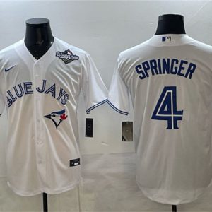 Toronto Blue Jays #4 George Springer White 2025 World Series Home Cool Base Stitched Jersey