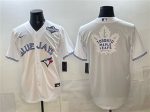 Toronto Blue Jays Leafs White 2025 World Series With White Leafs Logo Cool Base Stitched Jersey