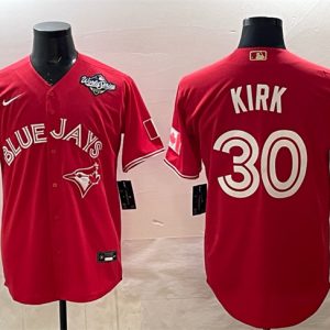 Toronto Blue Jays #30 Alejandro Kirk Red 2025 World Series Cool Base Stitched Jersey
