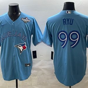 Toronto Blue Jays #99 Hyun-jin Ryu Blue 2025 World Series Cool Base Stitched Jersey