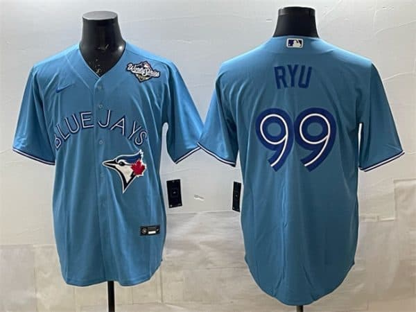 Toronto Blue Jays #99 Hyun-jin Ryu Blue 2025 World Series Cool Base Stitched Jersey