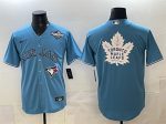 Toronto Blue Jays Leafs Blue 2025 World Series With White Leafs Logo Cool Base Stitched Jersey