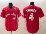Toronto Blue Jays #4 George Springer Red 2025 World Series Cool Base Stitched Jersey
