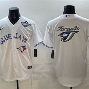 Toronto Blue Jays Team Big Logo White 2025 World Series Home Cool Base Stitched Jersey