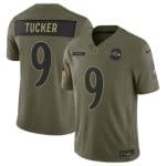Baltimore Ravens #9 Justin Tucker Olive 2025 F.U.S.E. Salute to Service Limited Stitched Jersey