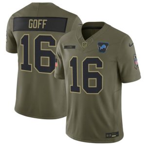 Detroit Lions #16 Jared Goff Olive 2025 F.U.S.E. Salute to Service Limited Stitched Jersey
