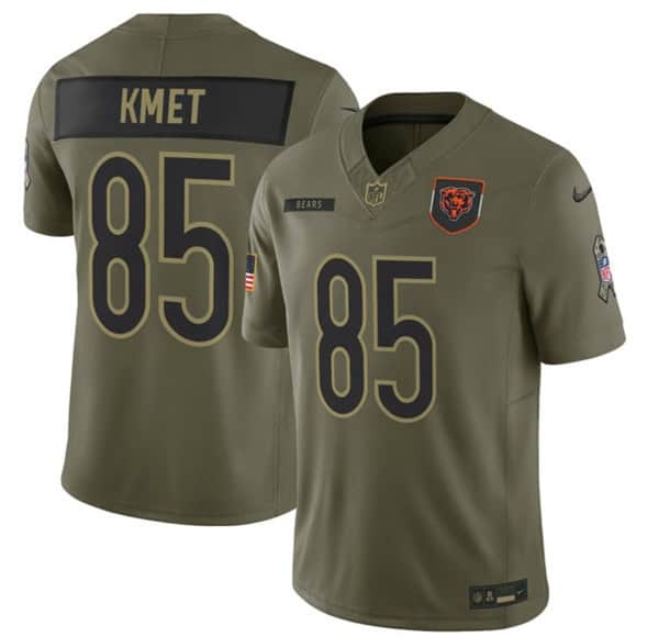 Chicago Bears #85 Cole Kmet Olive 2025 Salute to Service Limited Stitched Jersey