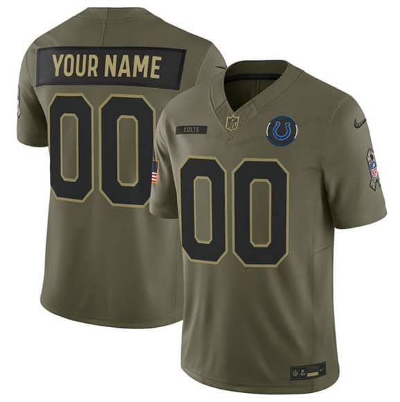 Indianapolis Colts Custom Olive 2025 F.U.S.E. Salute to Service Limited Stitched Jersey