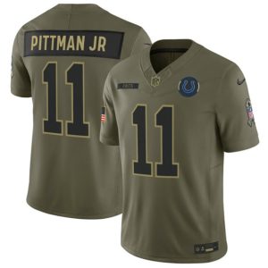 Indianapolis Colts #11 Michael Pittman Jr. Olive 2025 Salute to Service Limited Stitched Jersey