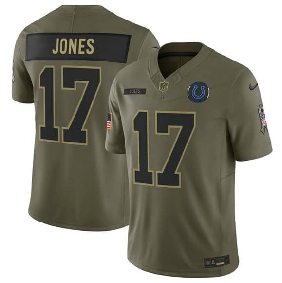 Indianapolis Colts #17 Daniel Jones Olive 2025 Salute to Service Limited Stitched Jersey