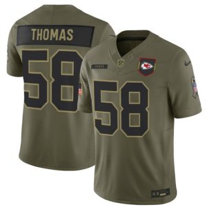 Kansas City Chiefs #58 Derrick Thomas Olive 2025 Salute to Service Limited Stitched Jersey
