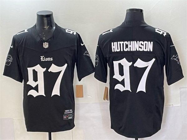 Detroit Lions #97 Aidan Hutchinson Black 2025 F.U.S.E. 'Gothic Motor Grit Edition' Vapor Limited Stitched Jersey