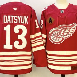 Detroit Red Wings #13 Pavel Datsyuk Red 2025-26 With A Patch Centennial Premium Stitched Jersey