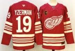 Detroit Red Wings #19 Steve Yzerman Red 2025-26 With C Patch Centennial Premium Stitched Jersey