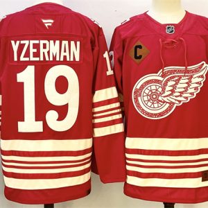 Detroit Red Wings #19 Steve Yzerman Red 2025-26 With C Patch Centennial Premium Stitched Jersey