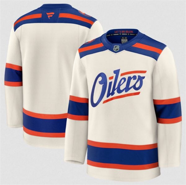 Edmonton Oilers Blank Light Beige Alternate Stitched Jersey