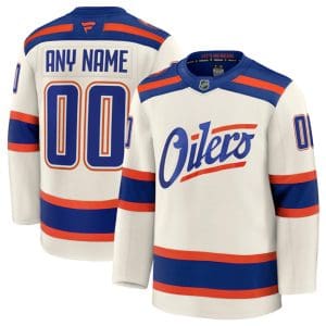 Edmonton Oilers Custom Light Beige Alternate Stitched Jersey