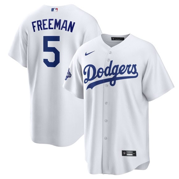 Los Angeles Dodgers #5 Freddie Freeman White 2025 World Series Champions Stitched Jersey