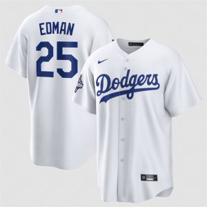 Los Angeles Dodgers #25 Tommy Edman White 2025 World Series Champions Home Cool Base Stitched Jersey