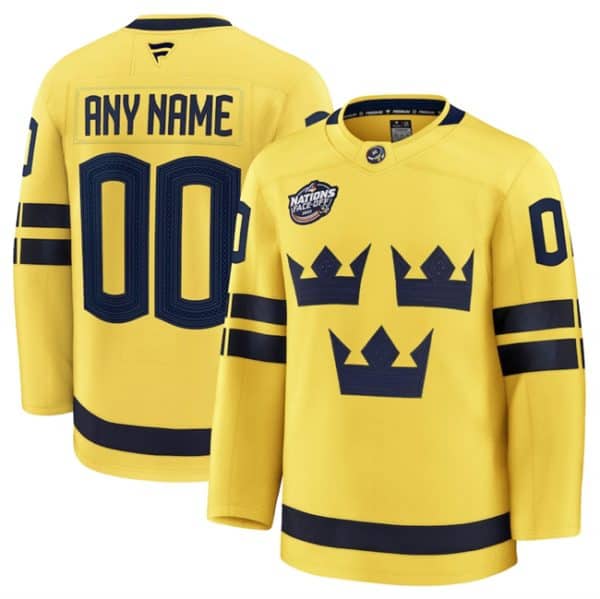 Sweden Custom Yellow 2025 4 Nations Face-Off Premium Stitched Jersey