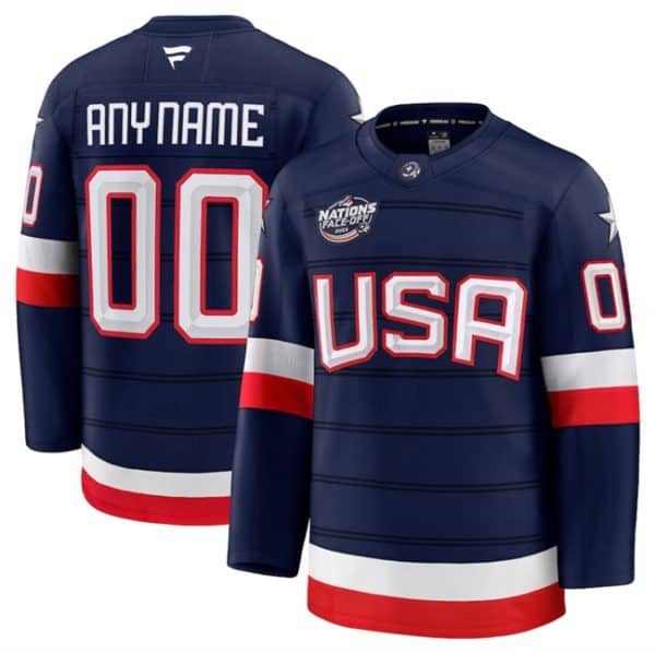 USA Custom Navy 2025 4 Nations Face-Off Stitched Jersey