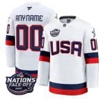 USA Custom White 2025 4 Nations Face-Off Stitched Jersey
