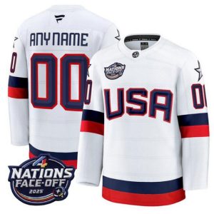 USA Custom White 2025 4 Nations Face-Off Stitched Jersey