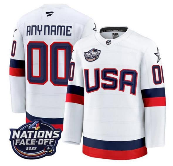 USA Custom White 2025 4 Nations Face-Off Stitched Jersey