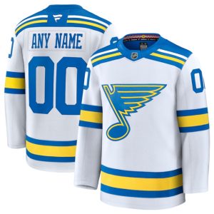 St. Louis Blues Custom White 2024-25 Away Stitched Jersey