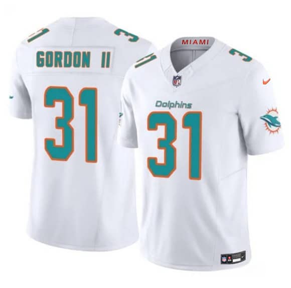 Miami Dolphins #31 Ollie Gordon II White 2025 F.U.S.E. Vapor Limited Stitched Jersey