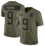 Carolina Panthers #9 Bryce Young Olive 2025 Salute to Service Limited Stitched Jersey