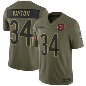 Chicago Bears #34 Walter Payton Olive 2025 Salute to Service Limited Stitched Jersey