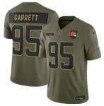 Cleveland Browns #95 Myles Garrett Olive 2025 Salute to Service Limited Stitched Jersey