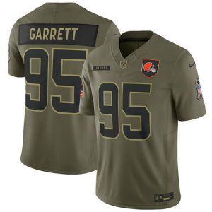 Cleveland Browns #95 Myles Garrett Olive 2025 Salute to Service Limited Stitched Jersey