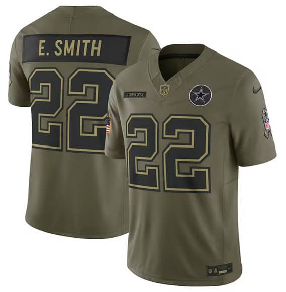 Dallas Cowboys #22 Emmitt Smith Olive 2025 Salute to Service Limited Stitched Jersey