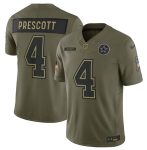 Dallas Cowboys #4 Dak Prescott Olive 2025 Salute to Service Limited Stitched Jersey